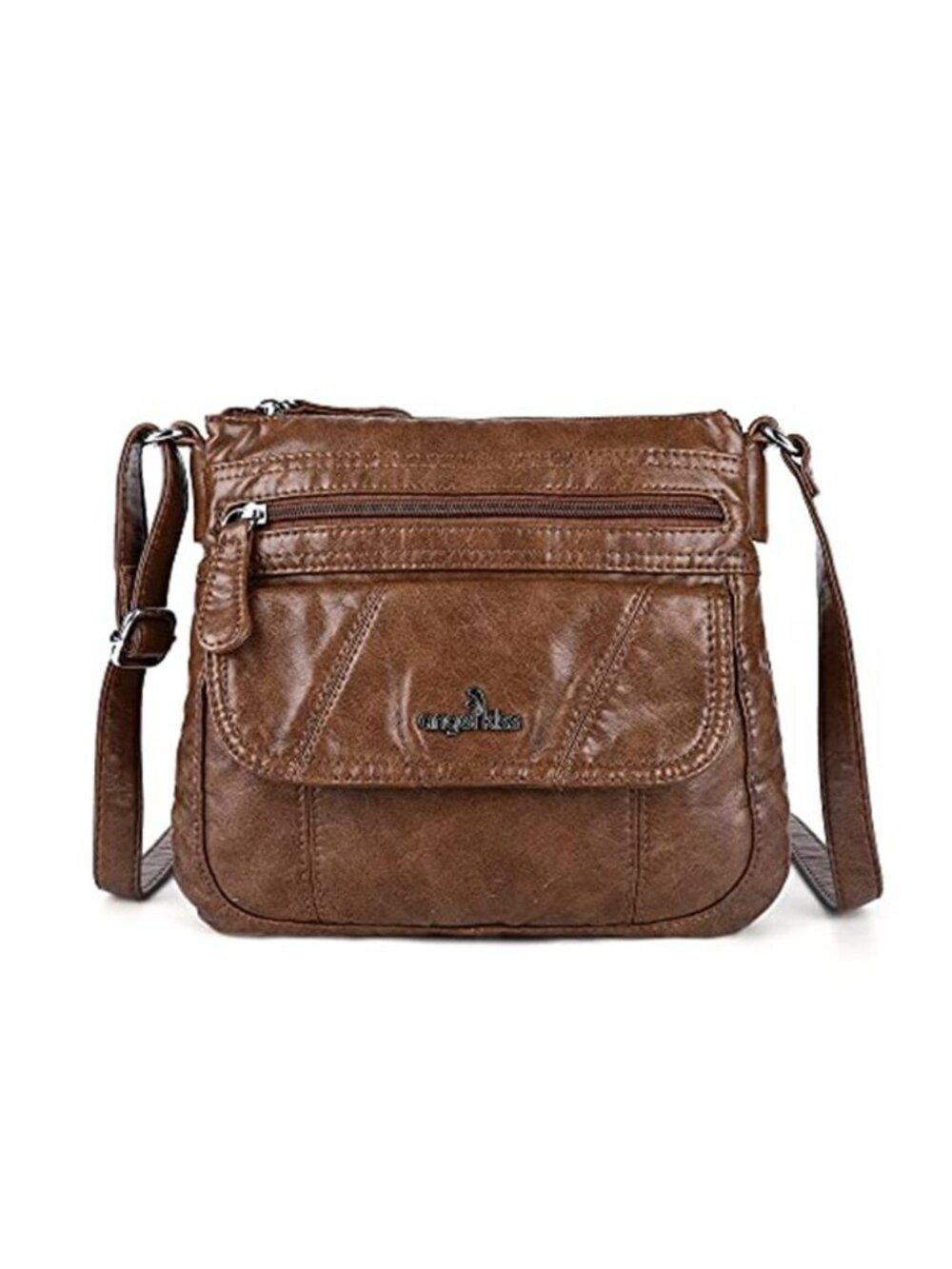 Womens Crossbody Bag PU Leather Small Shoulder Purse Double Zipper